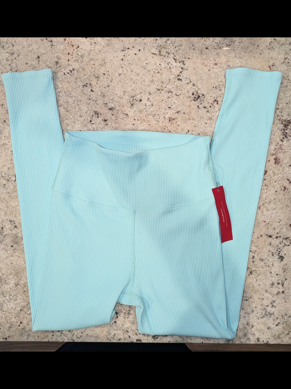Carbon38 Ribbed High Waisted Leggings Aqua Blue Small NWT Cropped